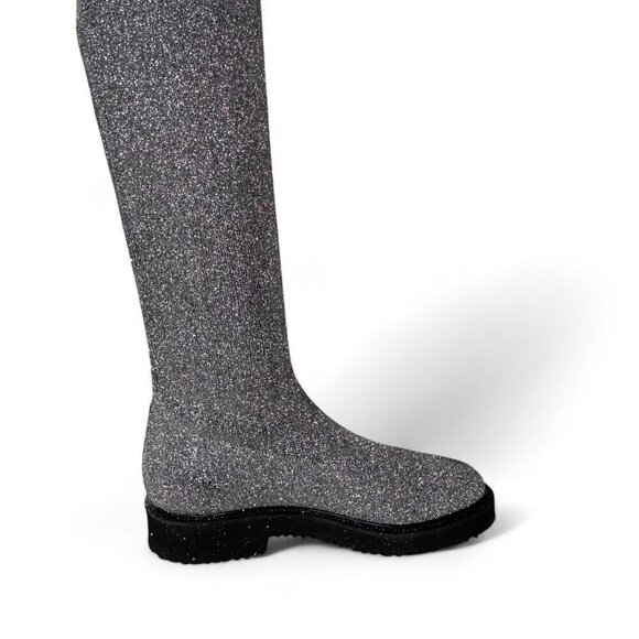 Giuseppe Zanotti Women's Silver Glitter Over-the-Knee Flat Boots Sz 37.5 NWOT - Picture 12 of 16